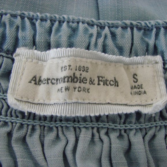 Ambercrombie & Fitch Shorts Romper Smock Top Ruched Blue Chambray Boho Small - Picture 2 of 14